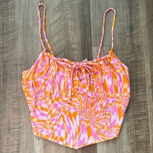 Pacsun (PacCares) Boating Tie Front Corset Tank Top